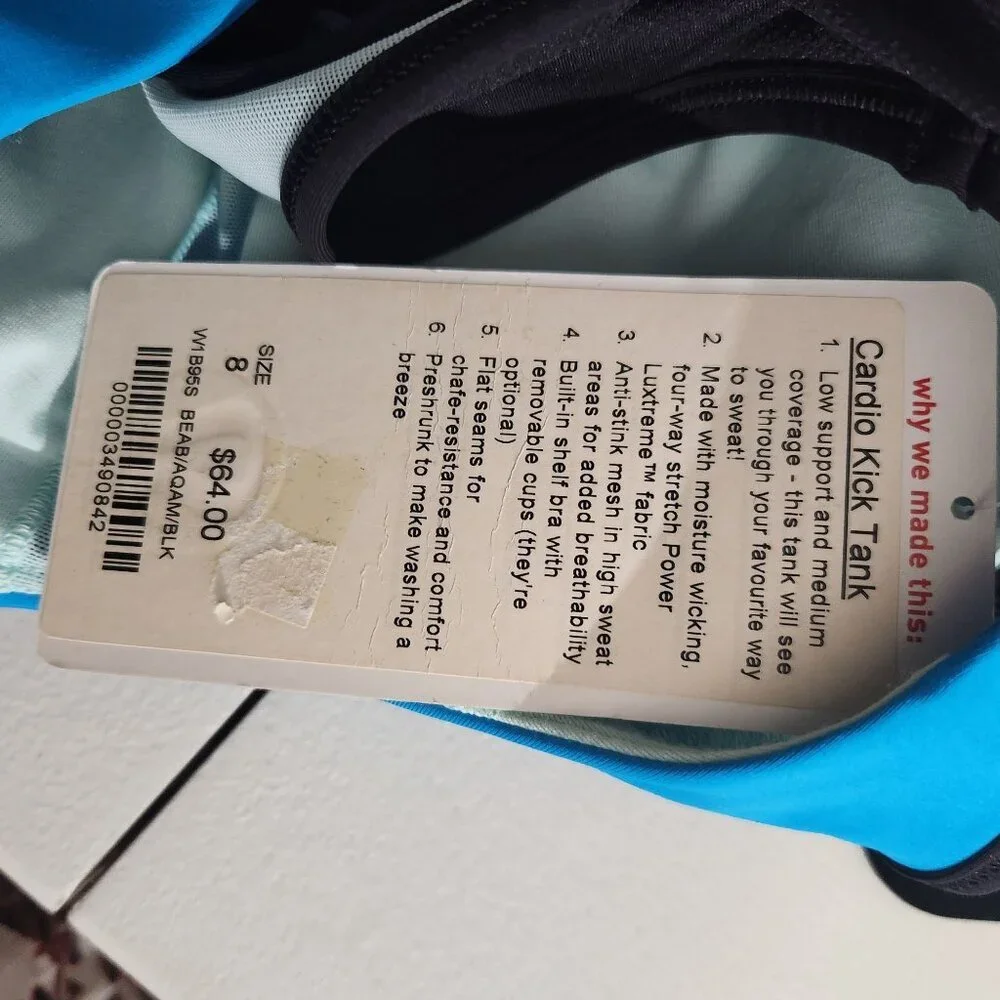 Lululemon Racerback Tank Top Cardio Kick Size 8 Blue Black